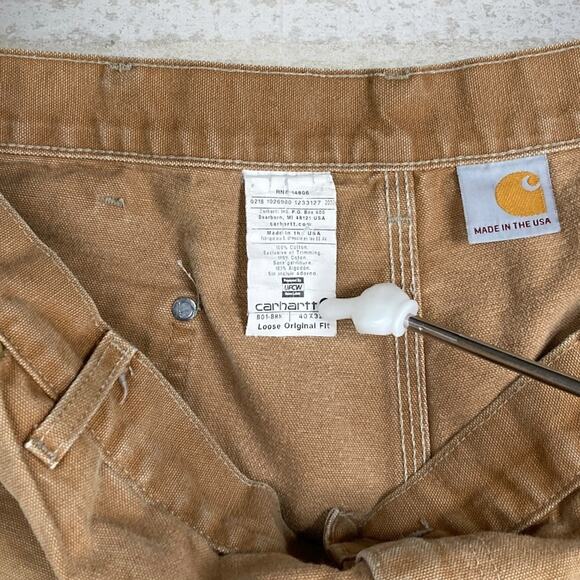 Vintage Carhartt Double Knees Carpenter Pants Tan Union Made in USA Baggy 90s - Picture 4 of 10